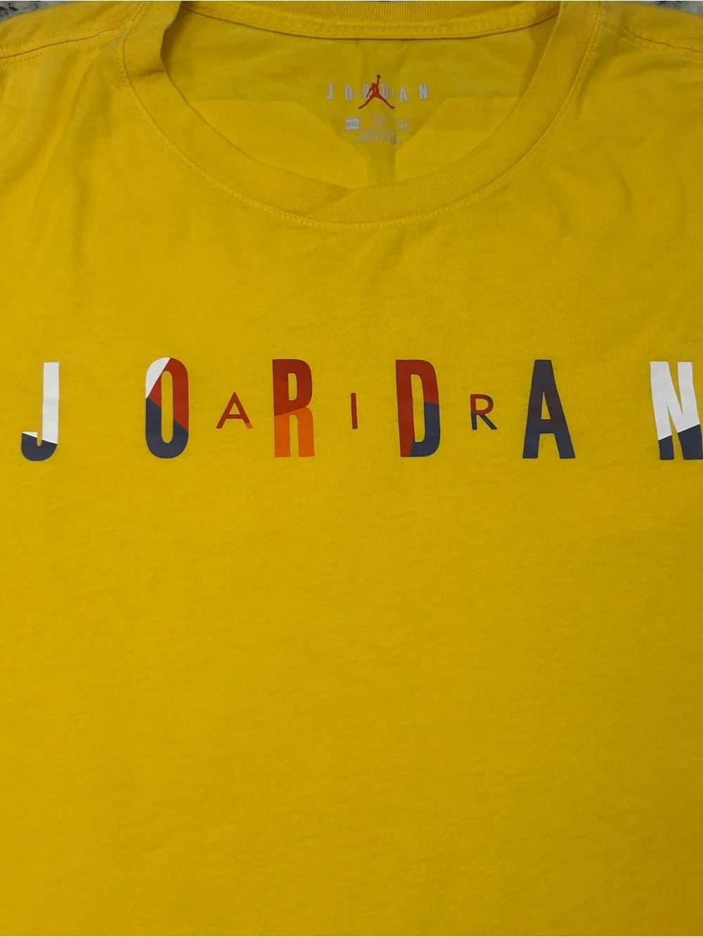 Air Jordan Men's Yellow 1991  Logo Short Sleeve Tee Shirt 23 Size 3XL Basketball
